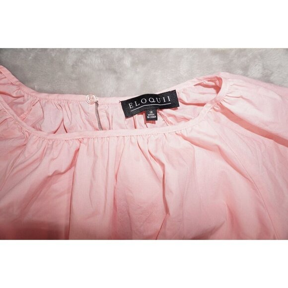 Eloquii Pink Puff-Sleeve Cut-Out Waist Midi Dress | Size 18 | Feminine & Chic - Picture 3 of 12